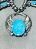 Very Old Vintage Native American Navajo Turquoise Sterling Silver Squash Blossom Necklace-Nativo Arts