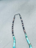 Very Unique Teardrop Turquoise Vintage Native American Navajo Heishi Necklace Old-Nativo Arts