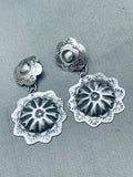 Yazzie Hand Tooled Vintage Native American Navajo Sterling Silver Earrings-Nativo Arts