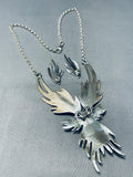 Hand Tooled Flare!! Charlie Johnson Vintage Native American Navajo Sterling Silver Necklace-Nativo Arts