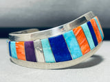 Garcia Fam Vintage Native American Navajo 6.5 Inch Wrist Sterling Silver Inlay Bracelet-Nativo Arts