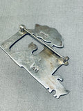 Amazing Vintage Native American Navajo Sterling Silver Weaver Pin Signed-Nativo Arts