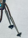 Phenomenal Vintage Native American Navajo 3 Morenci Turquoise Sterling Silver Buffalo Bolo-Nativo Arts