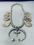 170 Grams Vintage Native American Navajo Coin Sterling Silver Squash Blossom Necklace-Nativo Arts