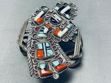 One Of The Best Vintage Zuni Rainbow Man Inlay Sterling Silver Bracelet-Nativo Arts