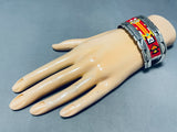 Hand Beaded!! Sterling Silver Vintage Navaj Kachina Bracelet Cuff-Nativo Arts