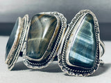 Hypnotic Vintage Native American Navajo Tiger Eye Jasper Sterling Silver Giant Bracelet-Nativo Arts