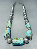 The Best Vintage Native American Navajo Turquoise Inlay Sterling Silver Tubule Necklace-Nativo Arts