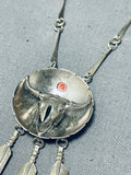Cowskull Vintage Navajo Sterling Silver Feather Necklace-Nativo Arts