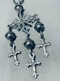 One Of A Kind Vintage Native American Navajo Sterling Silver Cross Necklace-Nativo Arts