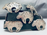 Hand Tooled Detailed Vintage Native American Navajo Sterling Silver Bear Concho Belt-Nativo Arts