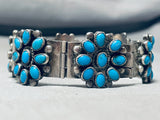 Native American Rare Vintage Cluster Link Turquoise Sterling Silver Clasp Bracelet-Nativo Arts