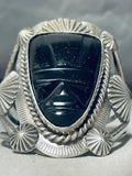 Face Of Onyx Vintage Southwest Sterling Silver Bracelet Cuff-Nativo Arts