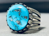 Stunning Vintage Native American Navajo Blue Sky Turquoise Sterling Silver Ring-Nativo Arts
