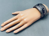 One Of The Best Geometric Vintage Native American Navajo Sterling Silver Bracelet-Nativo Arts