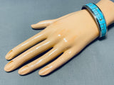 Signed 6.5 Inch Wrist Vintage Native American Navajo Turquoise Sterling Silver Bracelet-Nativo Arts
