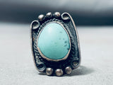 Green Blue Turquoise Patina Vintage Native American Navajo Sterling Silver Raindrop Ring