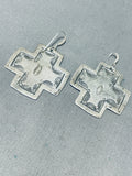 Incredible Vintage Native American Navajo Sterling Silver Cross Dangle Earrings-Nativo Arts