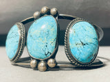 One Of The Best Vintage Native American Navajo Blue Diamond Turquoise Sterling Silver Bracelet-Nativo Arts