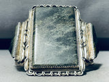 Moss Agate Very Rare Vintage Native American Navajo Sterling Silver Bracelet Cuff-Nativo Arts