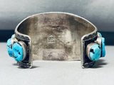Distinctive Vintage Native American Navajo Morenci Turquoise Sterling Silver Bracelet Signed-Nativo Arts