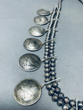 One Of The Best Native American Navajo Sterling Silver Coin Squash Blossom Necklace-Nativo Arts