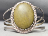 One Of The Most Uique Vintage Olive Agate Sterling Silver Bracelet-Nativo Arts
