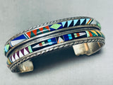 Jimmy Mason Vintage Native American Navajo Turquoise Inlay Sterling Silver Bracelet-Nativo Arts