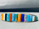 6.5 Inch Wrist Vintage Native American Navajo Turquoise Paul Largo Sterling Silver Bracelet-Nativo Arts