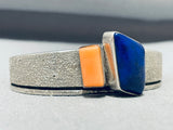 Larry Begay Vintage Native American Navajo Lapis Sterling Silver Bracelet-Nativo Arts