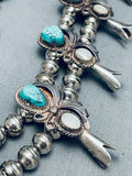 Womens Vintage Native American Navajo Turquoise Sterling Silver Squash Blossom Necklace-Nativo Arts