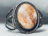 Dried River Jasper Bed Rock Vintage Native American Navajo Sterling Silver Bracelet