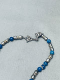 Incredible Vintage Native American Navajo Lapis Bear Sterling Silver Inlay Necklace-Nativo Arts
