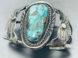Important Candelaria Turquoise! Vintage Native American Navajo Sterling Silver Bracelet-Nativo Arts