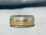 Amazing Vintage Native American Navajo Sterling Silver & 14k Gold Ring Signed V.hicks-Nativo Arts