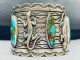 Colossal Native American Navajo 3 Royston Turquoise 4 Sterling Silver Gekkos Bracelet-Nativo Arts
