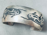 Detailed Hand-carved Vintage Navajo Sterling Silver Kachina Dancer Bracelet