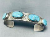 Majestic Vintage Native American Navajo 4 Pilot Mountain Turquoise Sterling Silver Bracelet-Nativo Arts