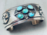 Museum Quality Vintage Native American Navajo Turquoise Satellite Sterling Silver Bracelet-Nativo Arts