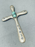 Native American Divine Vintage Navajo Turquoise Sterling Silver Cross Immense Pendant-Nativo Arts