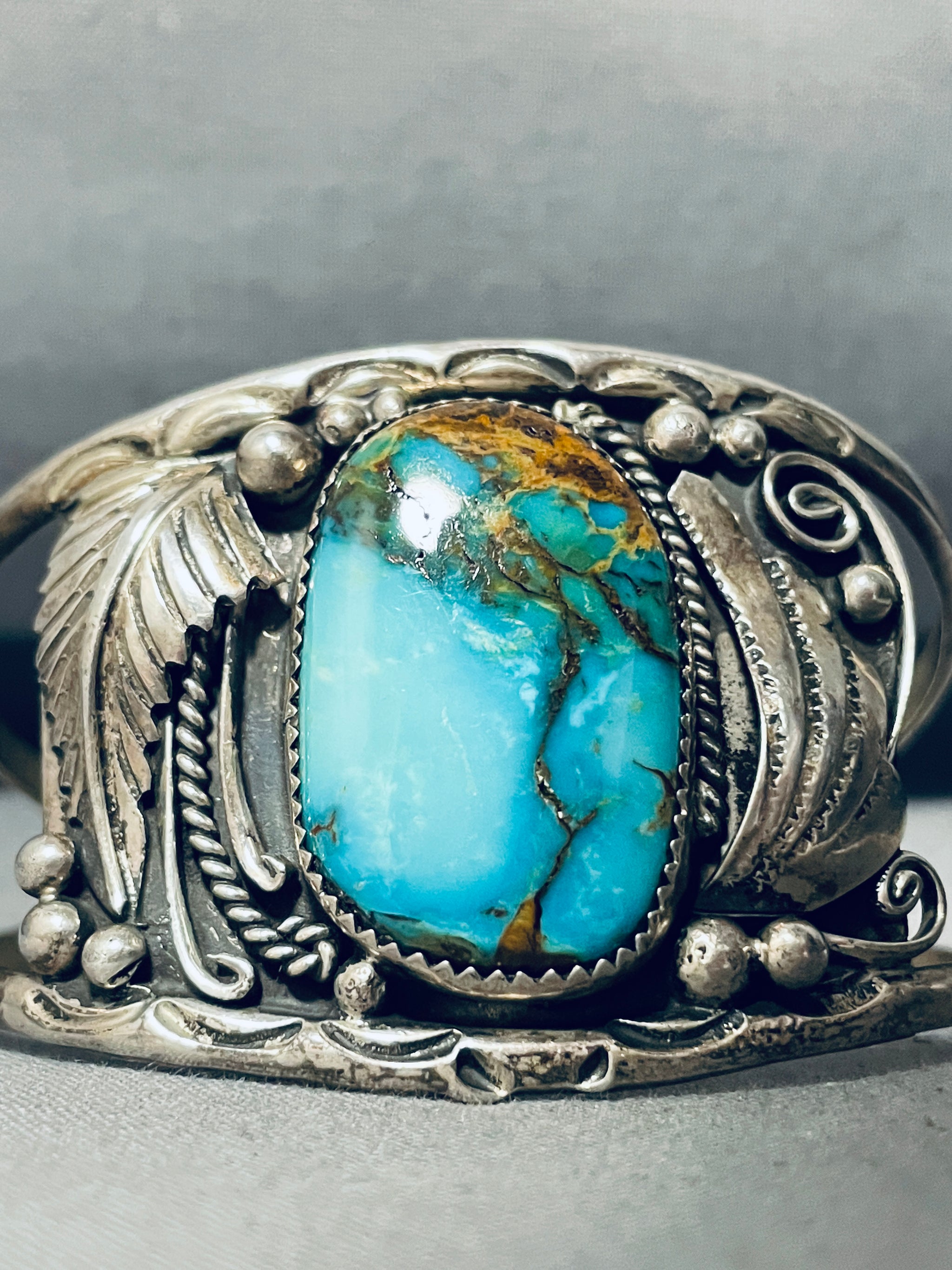 Herb Tsosie Vintage Native American Navajo Blue Thunder Turquoise