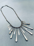Dangling Turquoise Vintage Native American Navajo Sterling Silver Necklace-Nativo Arts