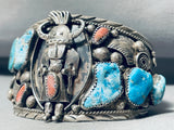 One Of The Best Ever Vintage Native American Navajo Kachina Turquoise Sterling Silver Bracelet-Nativo Arts