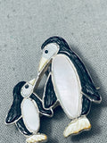 Eric Lonjose Striking Vintage Native American Zuni Onyx Sterling Silver Pendant