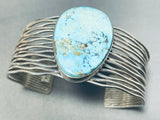 Captivating Vintage Native American Navajo Pilot Mountain Turquoise Sterling Silver Bracelet-Nativo Arts