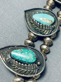 Authentic Vintage Native American Navajo Rare Turquoise Sterling Silver Squash Blossom Necklace-Nativo Arts