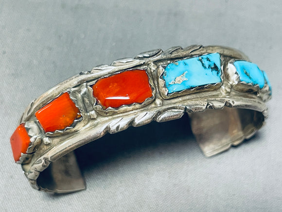 Wonderful Vintage Native American Zuni Morenci Turquoise Sterling Silver Signed Bracelet-Nativo Arts