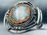Very Unique Walnut Wood Turquoise Inlay Native American Navajo Sterling Silver Bracelet-Nativo Arts