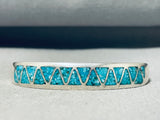 Sparkling Vintage Native American Navajo Turquoise Chip Inlay Sterling Silver Bracelet-Nativo Arts