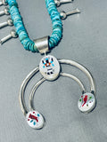 Cardinal And Kachina Native American Navajo Turquoise Sterling Silver Squash Blossom Necklace-Nativo Arts